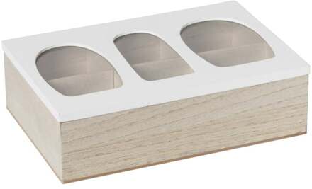 Theedoos organisch - 6 vakken - 26x16x7 cm