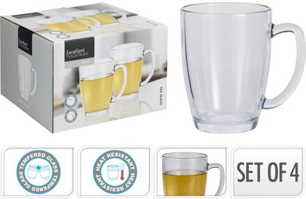 Theeglas gehard glas set van 4 stuks