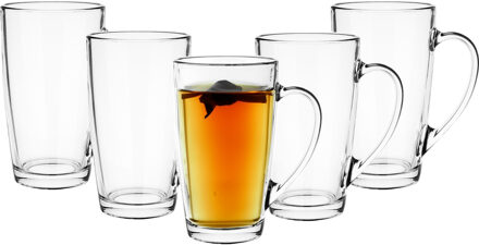 Theeglazen Sheffield - 6x stuks - koffie glazen - transparant glas - 400 ml
