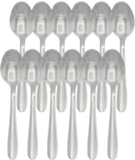 Theelepels - 12x - Zilver - 16 cm - RVS - dessertlepels/koffielepels/ijslepels
