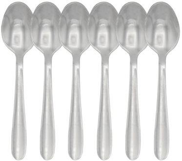 Theelepels - 6x - Zilver - 16 cm - RVS - dessertlepels/koffielepels/ijslepels