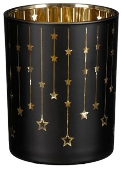 Theelicht Houder Ster Zwart - H12,5xd10cm