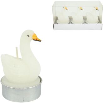 Theelicht Zwaan wit 6,5cm set van 3