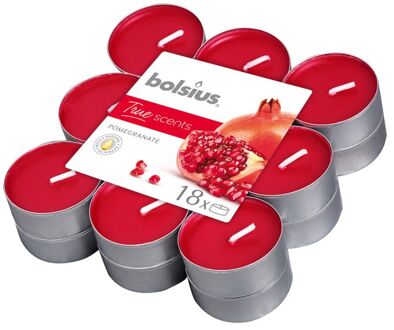 Theelichten True Scents Pomegranate 18 Stuks Rood