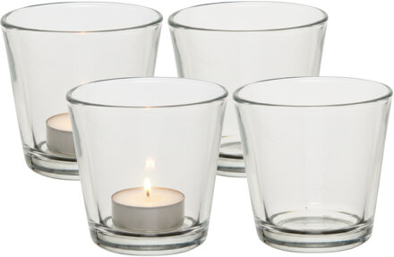 Theelichthouder - 10x - 7,5 cm - transparant - glas - waxinelichthouder - kaarsenhouder