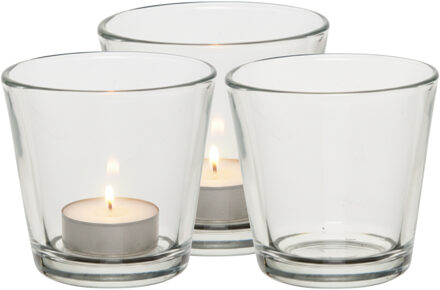 Theelichthouder - 6x - 7,5 cm - transparant - glas - waxinelichthouder - kaarsenhouder