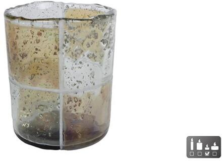 Theelichthouder Blocks glas 7,5x7,5x9cm bruin