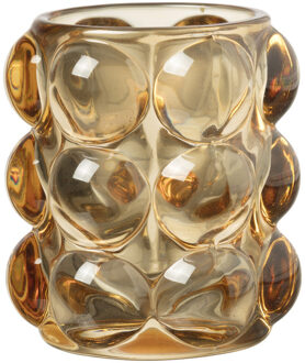 Theelichthouder bubbels - amber - ø8.5x9 cm