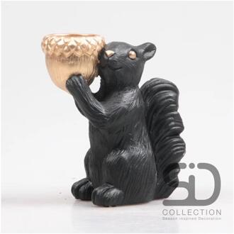 Theelichthouder Eekhoorn 16,3cm zwart