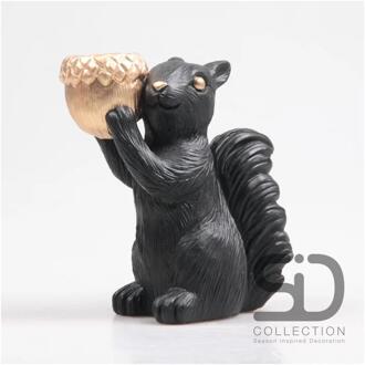 Theelichthouder Eekhoorn 20,5cm zwart