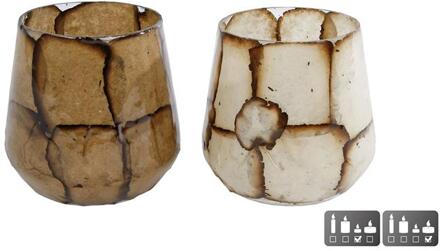 Theelichthouder "George" 11x11x10cm bruin