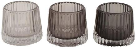 Theelichthouder glas Ø8x7cm grijs