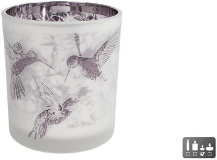 Theelichthouder Hummingbird S glas wit
