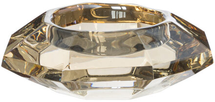 Theelichthouder Kristal - licht bruin -ø8x3 cm Transparant
