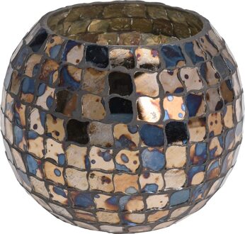 Theelichthouder Mozaiek 12cm Goudkleurig