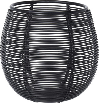 Theelichthouder/waxinelichthouder van metaal draad - zwart - D10 cm - Kaarsenhouder