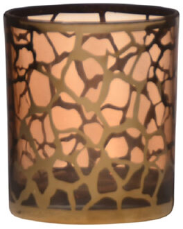 Theelichthouders/waxinelichthouders giraffe print glas goud 10 x 9 cm - Waxinelichtjeshouders Goudkleurig