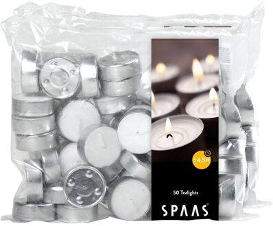 Theelichtjes/waxinelichtjes - 100x - wit - D3,9 cm - 4,5 branduren