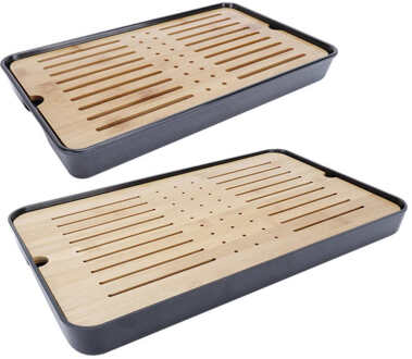 Theepot Mat Thee Lade Eenvoudige En Praktische Duurzaam Melamine Base Uitstekende Textuur Bamboe Panel Schoonheid Van Eenvoudige Voor Home Office 16.5 inches