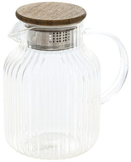 Theepot met infuser - glas - met deksel - transparant - 1,6 liter