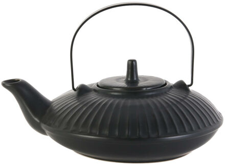Theepot Shanghai - Keramiek - met deksel - zwart - 600 ml - 14 x 21 cm