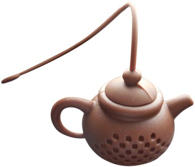 Theepot Shape Tea Zetgroep theezeefje Silicone Theezakje Leaf Filter Diffuser Thee Keuken Gereedschap accessoires Bruin