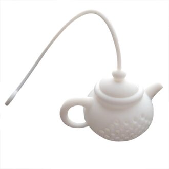 Theepot Shape Tea Zetgroep theezeefje Silicone Theezakje Leaf Filter Diffuser Thee Keuken Gereedschap accessoires wit