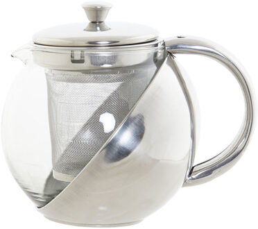 Theepot van glas en RVS 600 ml met filter/infuser en handvat - Theepotten Transparant