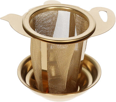 Theezeef - goud - draadgaas - hoog model - theezakjeshouder - losse thee