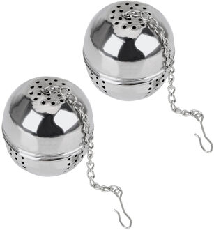 Theezeefje Filter Apparaat Bal Vorm Thee-ei Hangable Keuken Accessoires Voor Losse Spice Rvs Mesh Filters 2 stk
