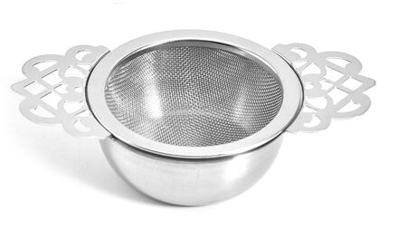 Theezeefjes Met Druppelen Kom Rvs Thee Zetgroep Set Thee Filter Met Dubbele Vleugel Handvatten Voor Puer Thee Gereedschappen accessoires Zilver