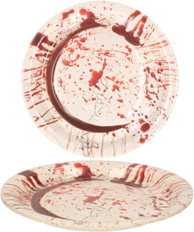 Thema feest papieren bordjes bloederige print 12x stuks