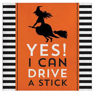 Thema feest papieren servetten heks yes i can drive a stick 16x stuks - Feestservetten Multikleur