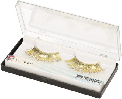 Themafeest verkleed wimpers - goud - lange nepwimpers - met lijmrand