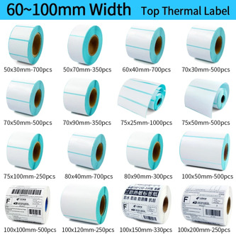 Thermal barcode Sticker, 40mm Core, 1 Roll , Width 60mm ~110mm, Direct Thermal Shipping label for Zebra Godex Gprinter Xprinter