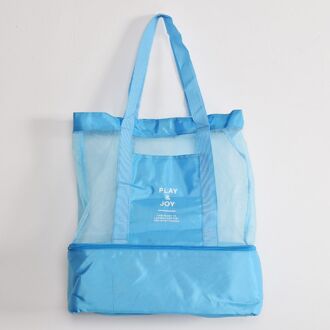 Thermische Isolatie Tas Handheld Lunch Tas Geïsoleerde Koeler Picknick Tas Mesh Strand Draagtas Eten Drinken Opslag Blauw Zwart