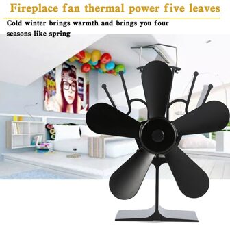 Thermische Power Haard Ventilator Warmte Aangedreven Houtkachel Fan Voor Hout/Log Brander/Haard Milieuvriendelijk Vijf-Blad Fans