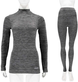 Thermo kleding set shirt en broek zwart melange dames maat L
