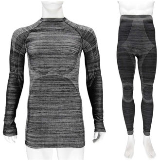 Thermo kleding set shirt en broek zwart melange heren maat M