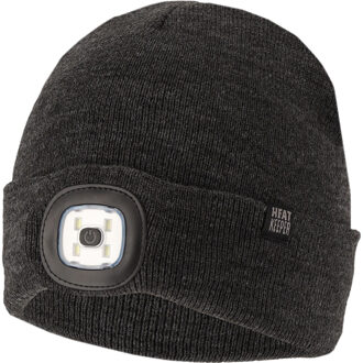 Thermo Muts met oplaadbaar Led lampje Antraciet