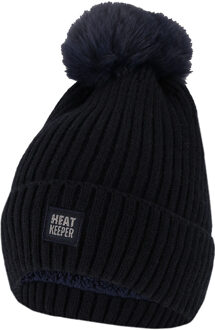 Thermo Muts met Pompon Dames Navy - One size