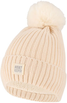 Thermo Muts met Pompon Dames Off White - One size