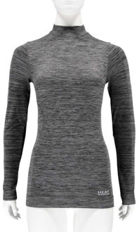 Thermo shirt zwart melange lange mouwen voor dames - Wintersport kleding - Thermokleding - Lange mouw shirt L (40)