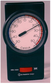 Thermometer Bi-met Mini-Maxi - Zwart