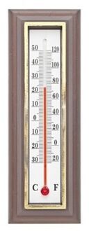 Thermometer - donkerbruin - 5 x 16 cm - binnen en buiten - celcius/fahrenheit