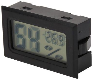 Thermometer Hygrometer Indoor Kamertemperatuur Sensor Mini Digitale Lcd Temperatuur Vochtigheid Meter Weerstation Met Klok zwart A