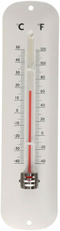 Thermometer wit voor binnen en buiten - metaal - 5 x 19 cm