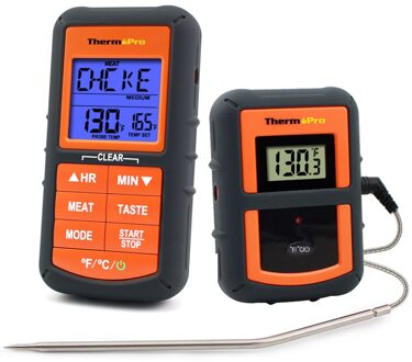 ThermoPro TP-07 100M Range Wireless Voedsel Thermometer Remote BBQ, Roker, Grill, Oven, vlees Thermometer met Timer