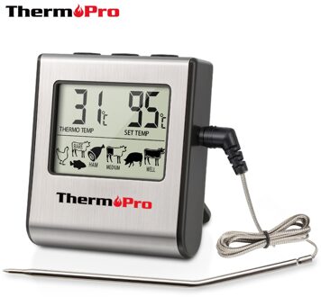 Thermopro TP16 LCD Digitale Koken Keuken Vlees Thermometer voor Grill Oven Roker Klok Timer