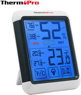 Thermopro TP55 Digitale Thermometer Hygrometer Indoor Outdoor Thermometer met Touchscreen en Achtergrondverlichting Temperatuur Vochtigheid